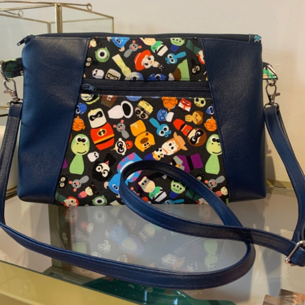 Playful Pixar Handmade Navy Crossbody Bag